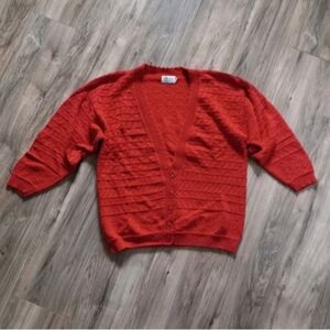 Colter Bay International Red Knit Long Sleeve Button Up Cardigan Size L
